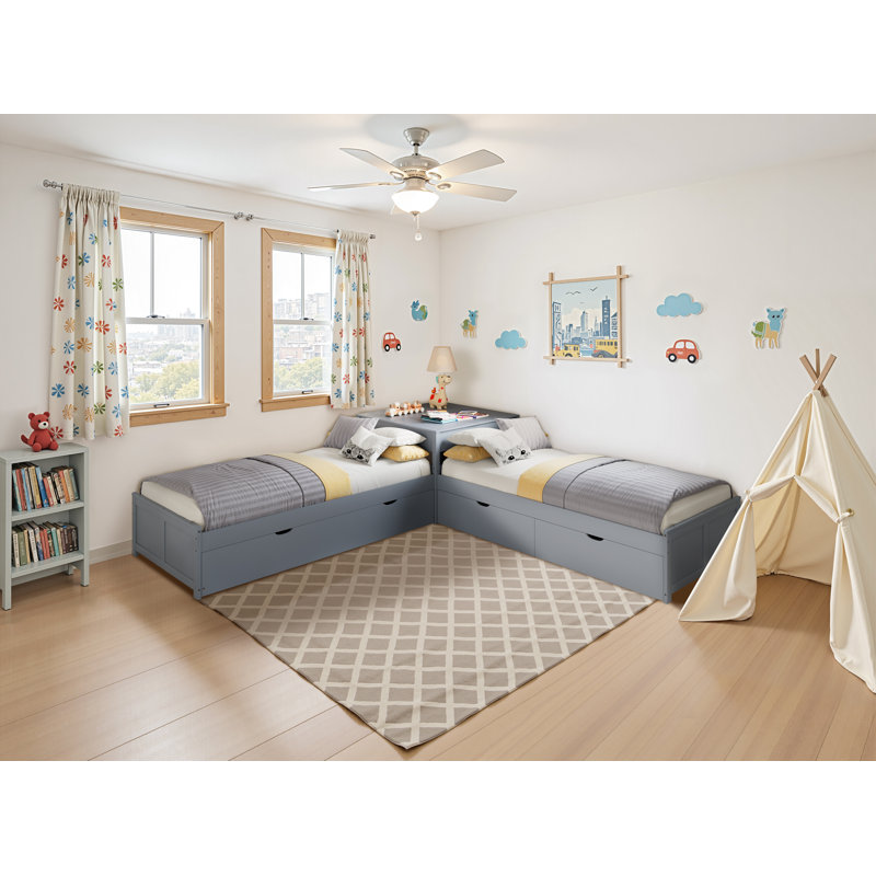 Harriet Bee L-shaped 2 Drawers Twin Size Platform Bed & Reviews